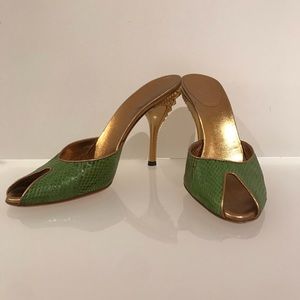 Gucci Vintage Python and Gold Stud Heel